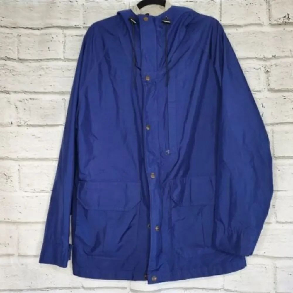 Woolrich Womens Waterproof Goretex Blue Windbreaker Jacket Size Large Hooded